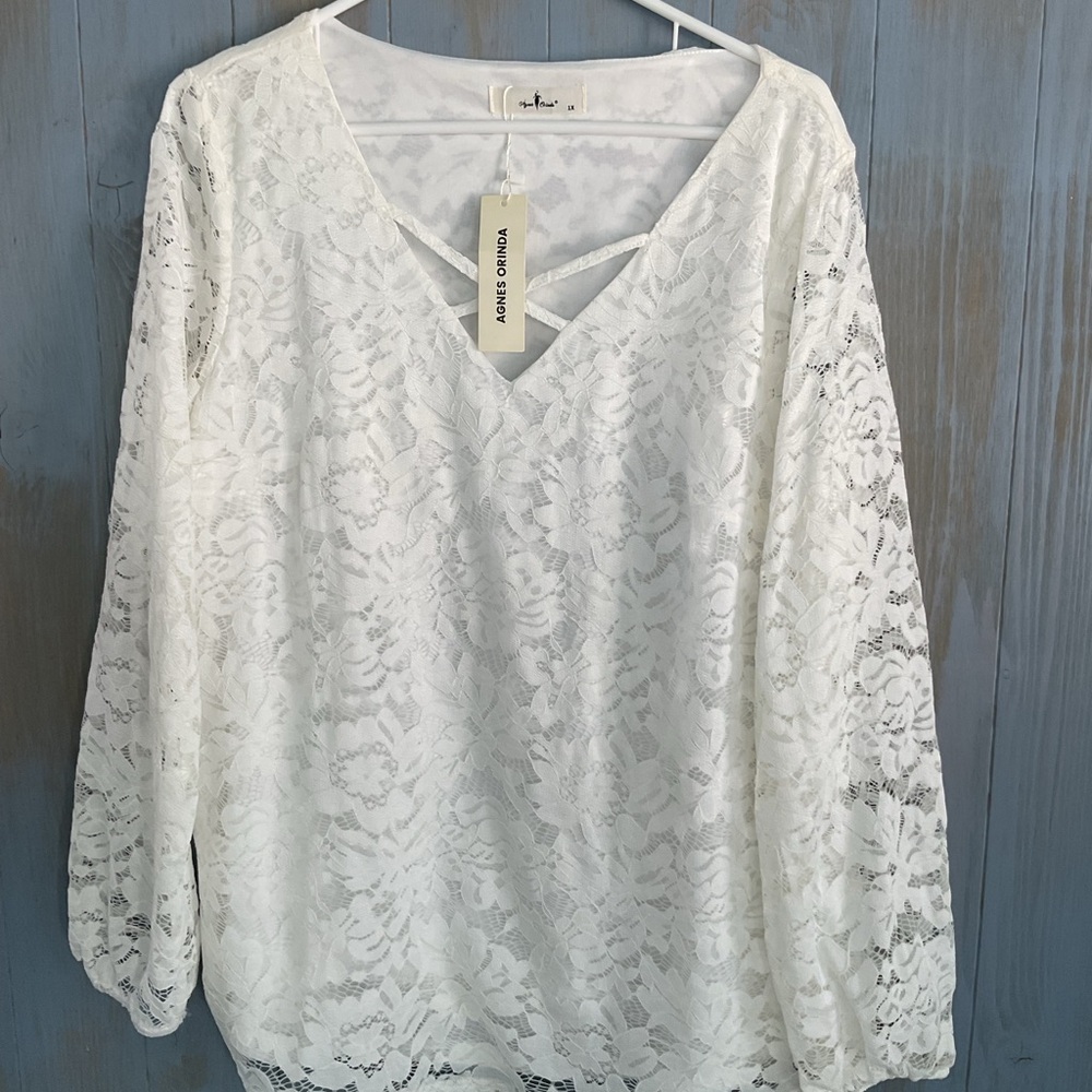 AGNES ORINDA LACE BLOUSE TOP LINED SZ 1X NWT